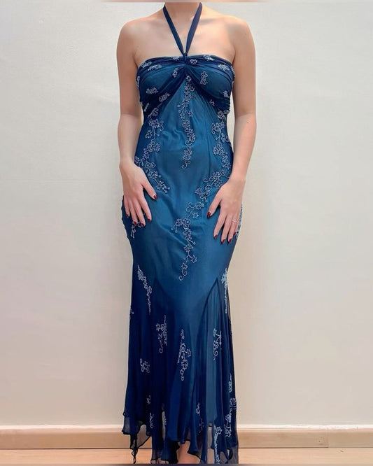 Halter Vintage Long Evening Dress Long Prom Dress S5923