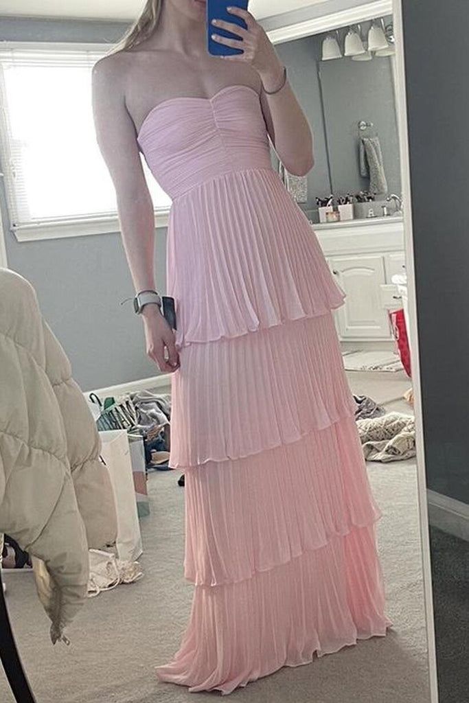 Elegant Strapless Sweetheart Layer A-Line Evening Gown Maxi Long Formal Dresses Prom Dresses S6465