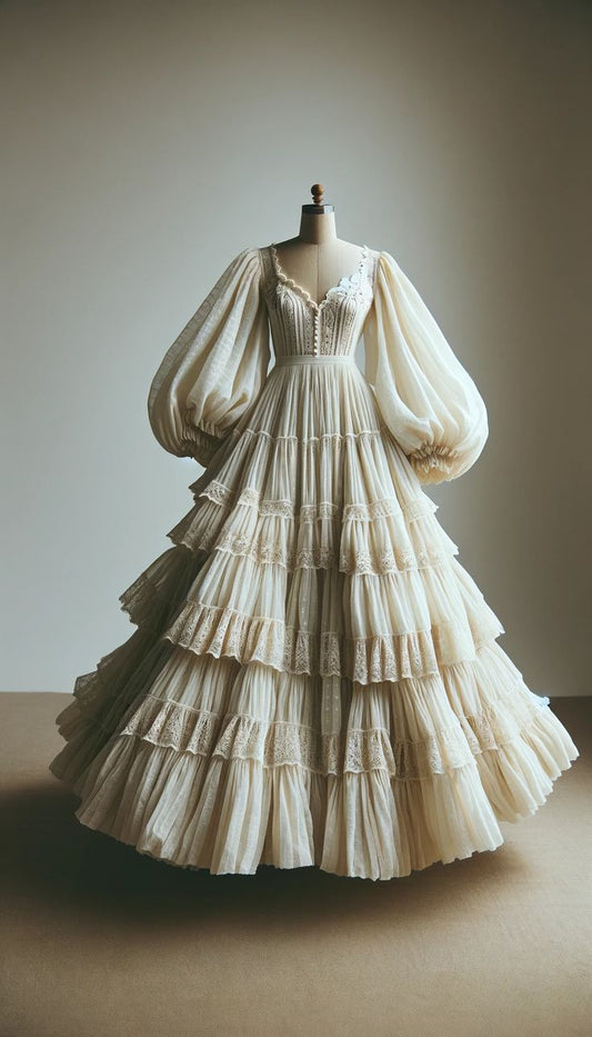 A Line Champagne Long Ball Gown Wedding Dresses Evening Party Dress S6422