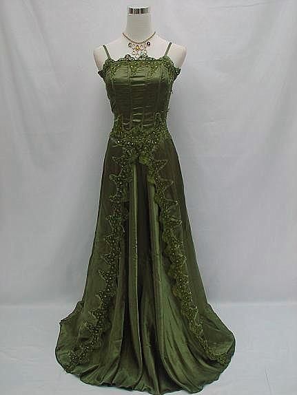 A line Dark Green Lace Prom Gown Long Prom Dresses S6472