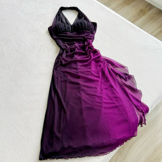 Halter Ombre Evening Gown Long Chiffon Prom Dress S6478