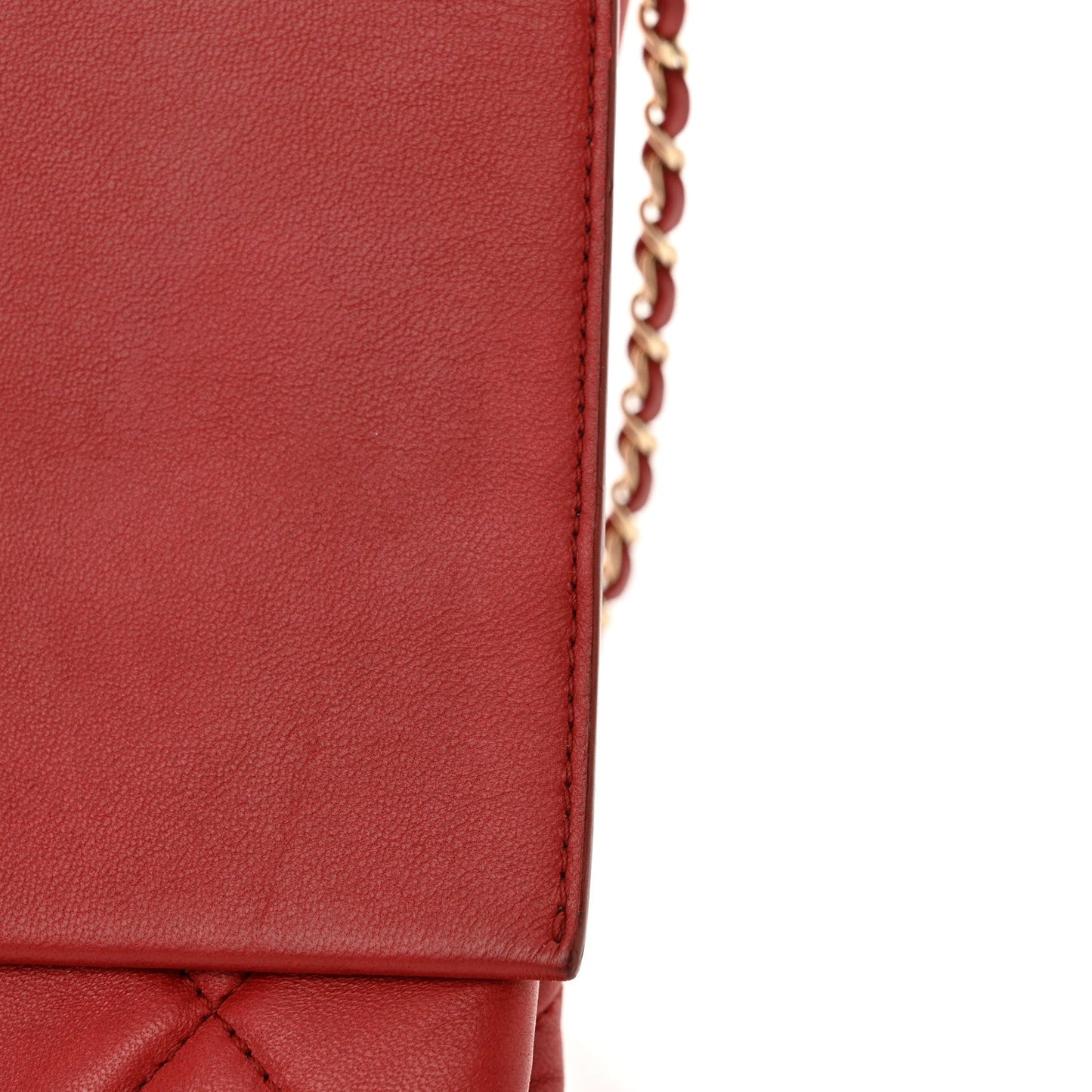 Lambskin Quilted Retro Label Clutch Red