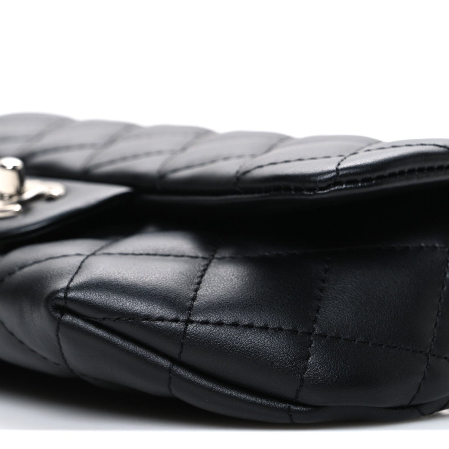 Calfskin Quilted CC Uniform Flap Belt Bag Black