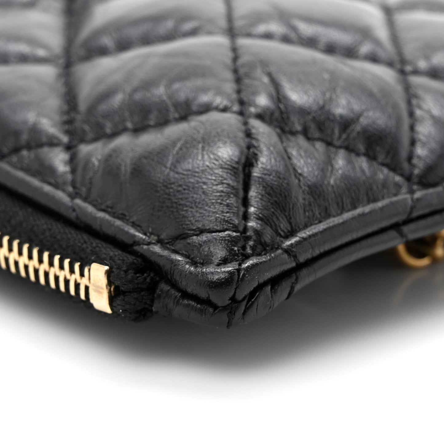 Aged Calfskin Quilted Reissue Phone Holder With Chain Bag Black