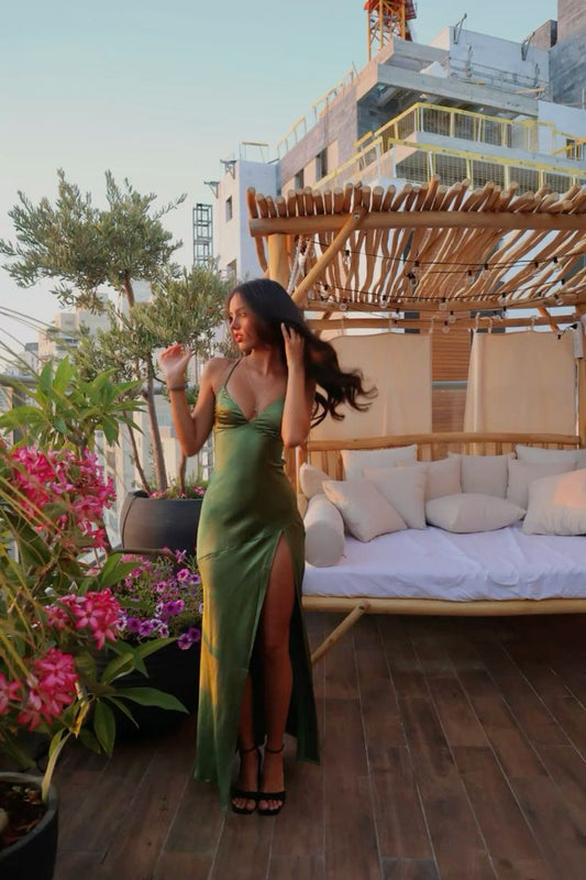 Green Sexy Party Dress With Slit, Evening Dress S6630