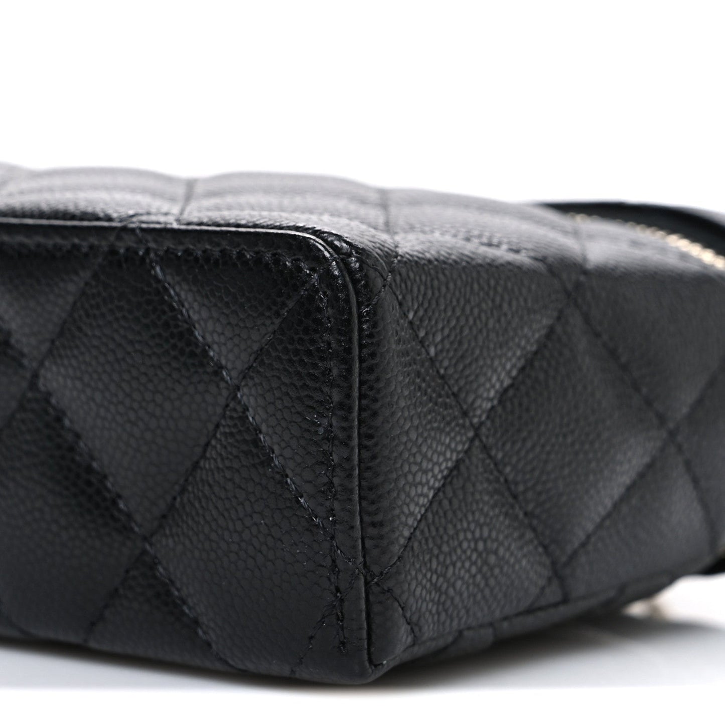 Caviar Quilted Top Handle Slim Vanity With Chain Black