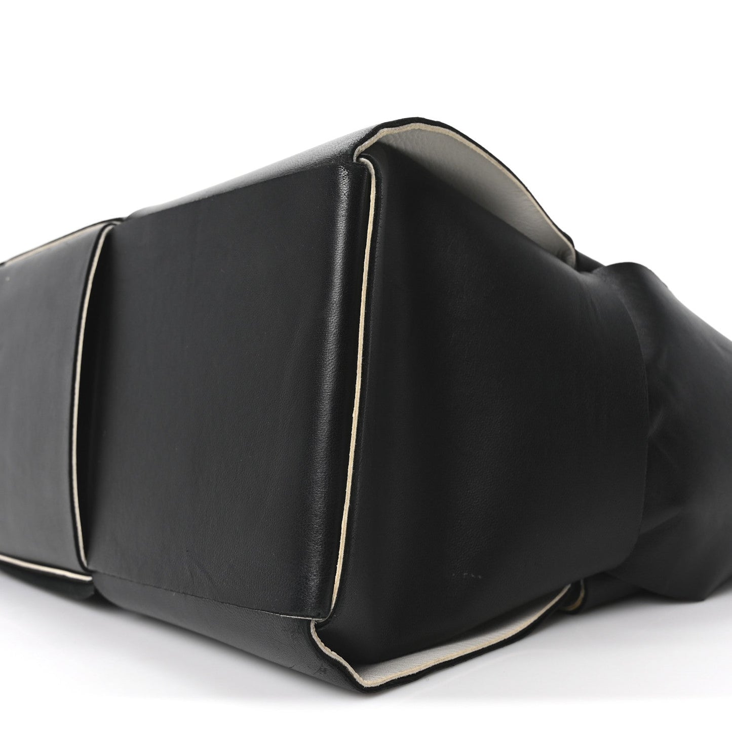 Nappa Maxi Intrecciato Medium Arco Tote Black White
