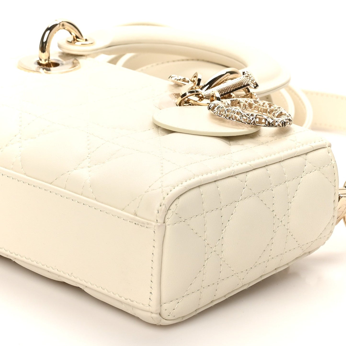 Lambskin Cannage Small Lady D-Joy Latte