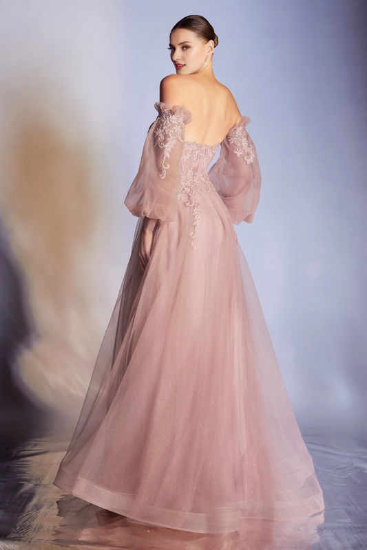 Lace applique long corset dress