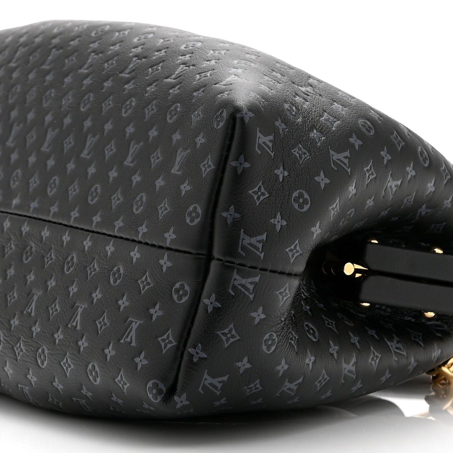 Calfskin Nanogram Embossed Clutch Black