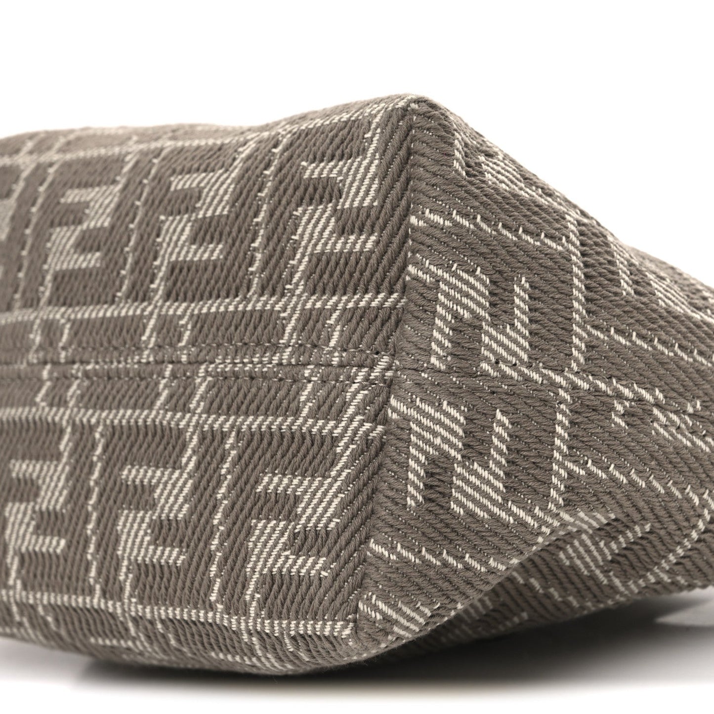 Denim Jacquard FF Effect Vitello Grace Mini Roll Tote Dove White Dove