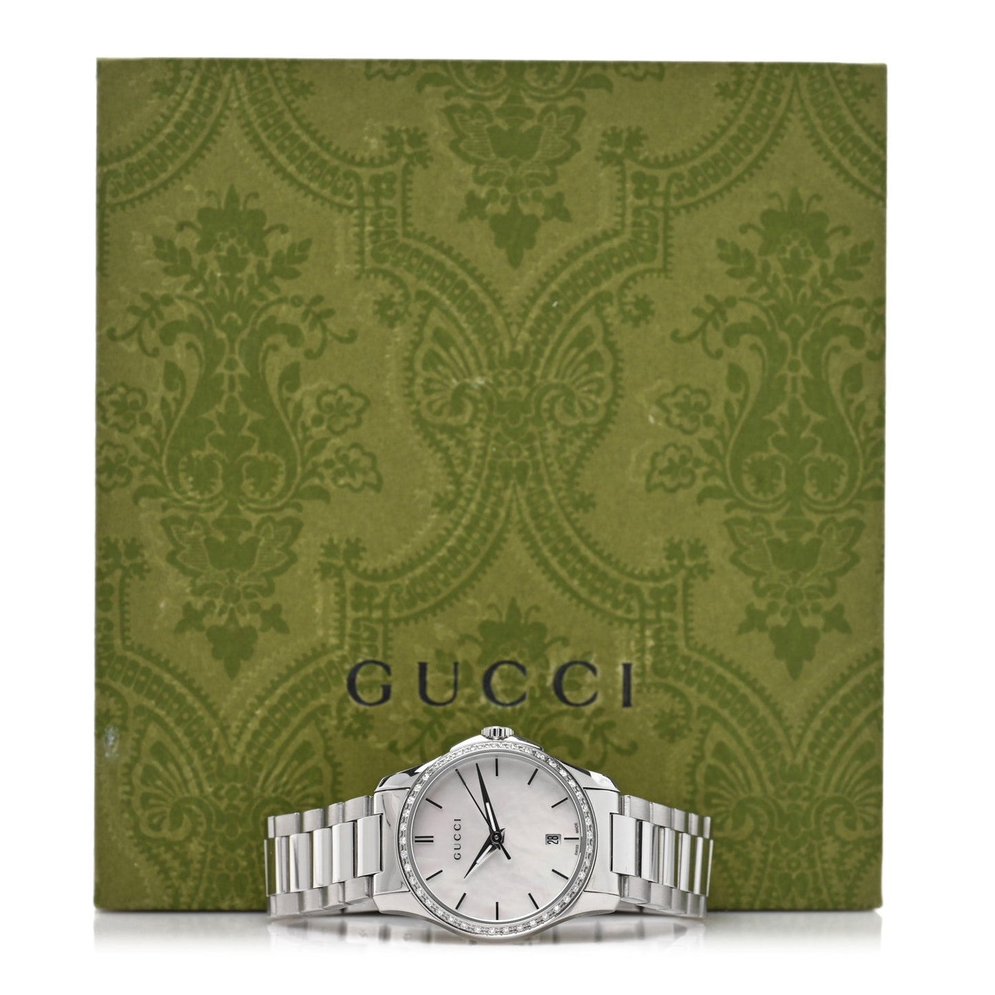 Stainless Steel Diamond Bezel Mother of Pearl 28mm G-Timeless Quartz Watch