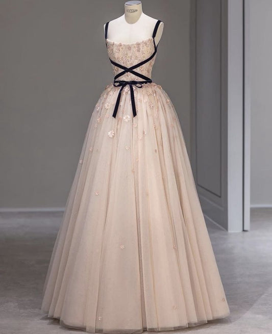 A line tulle long evening dress formal dress party prom dress S6987