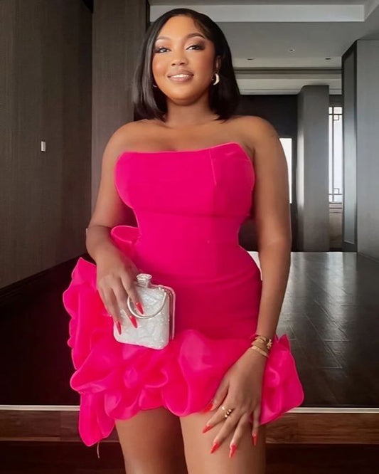Hot Pink Short Party Gown Homecoming Dresses