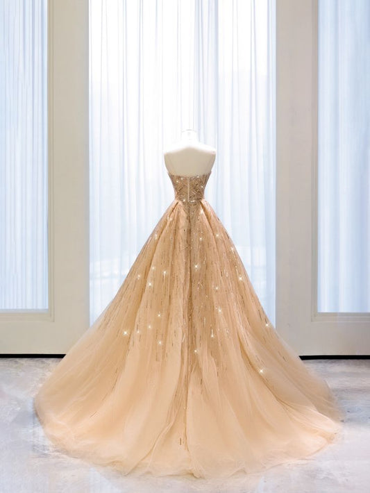 A Line Tulle Sequin Evening Dresses Prom Party Dresses S7168