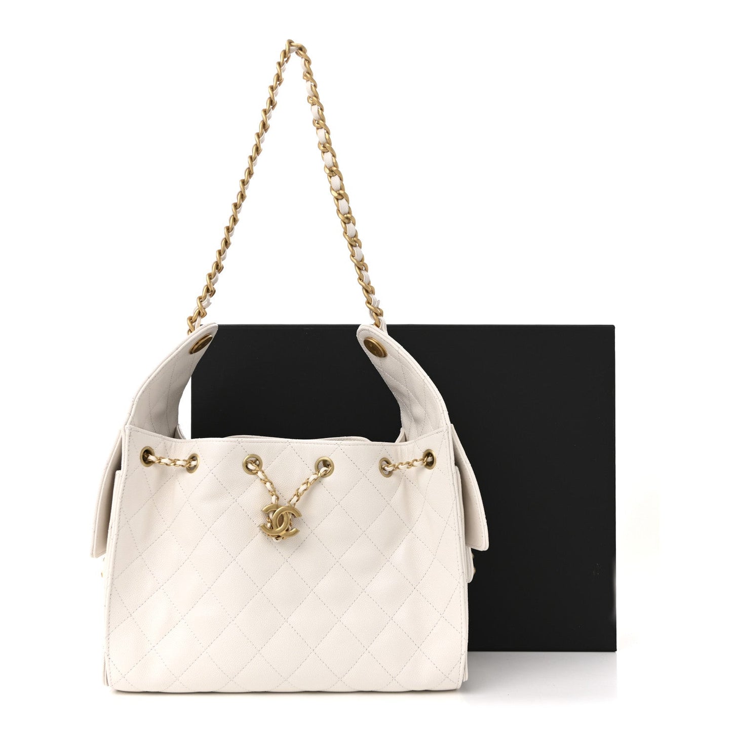 Caviar Quilted Small Chanel 25 Handbag White