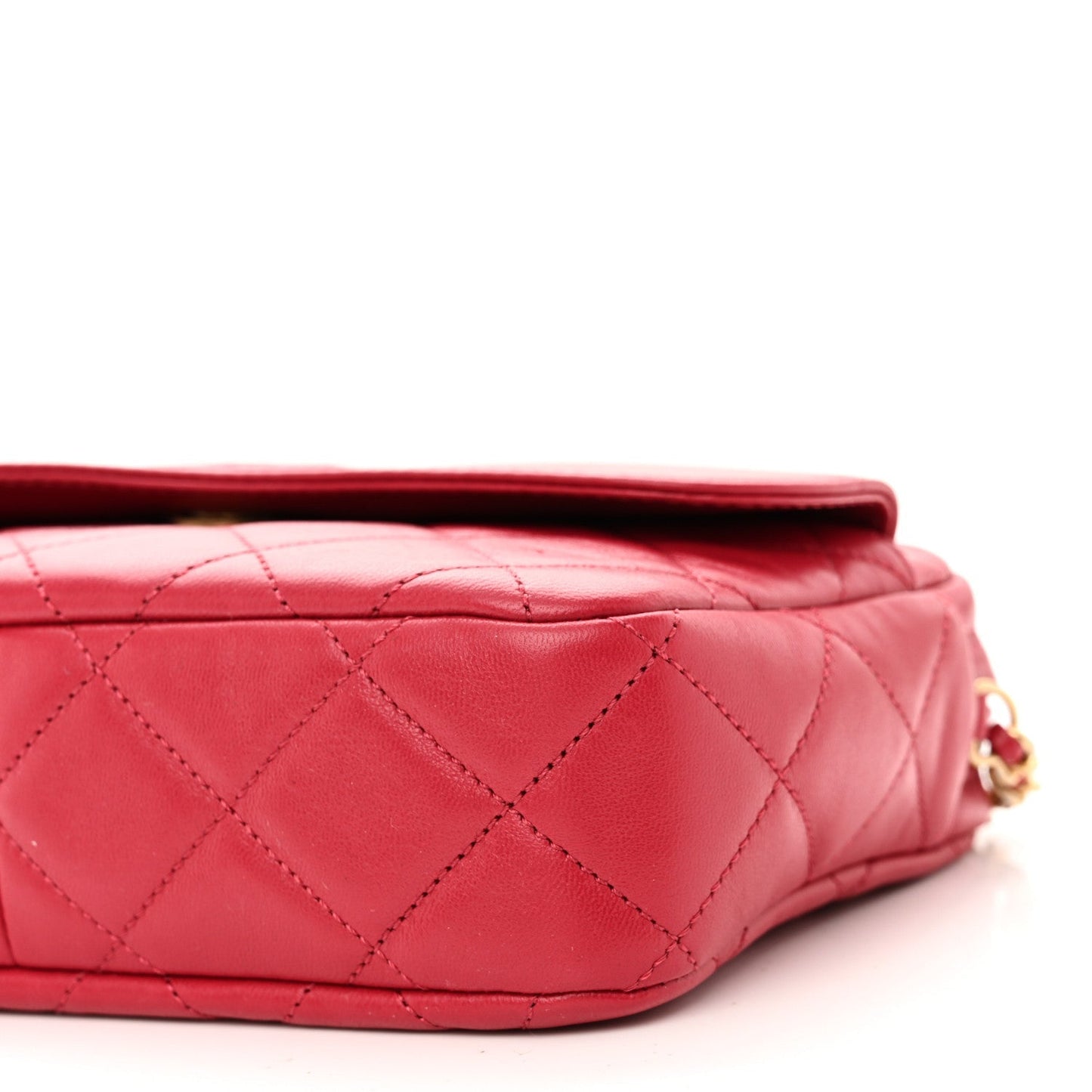Lambskin Quilted Chain & Tassel Small Camera Case Fuchsia