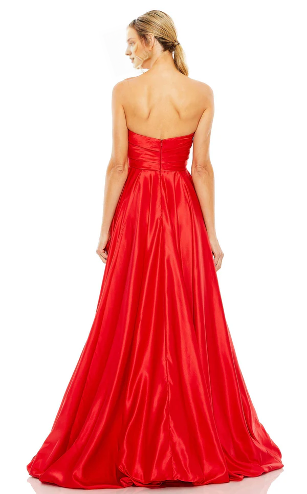 Off shoulder collar tight corset asymmetric high slit and floor length evening dress