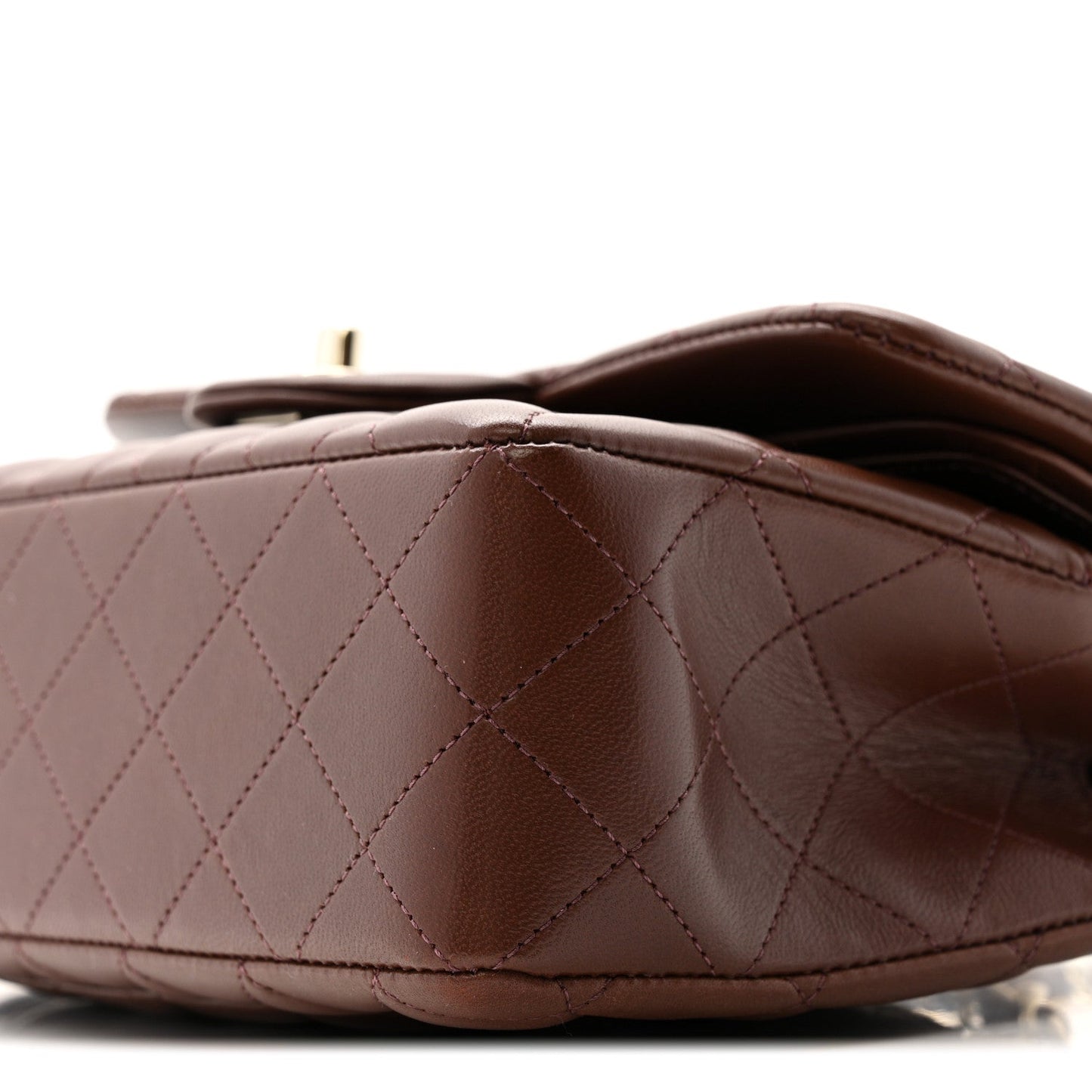 Lambskin Quilted Small Double Flap Dark Brown