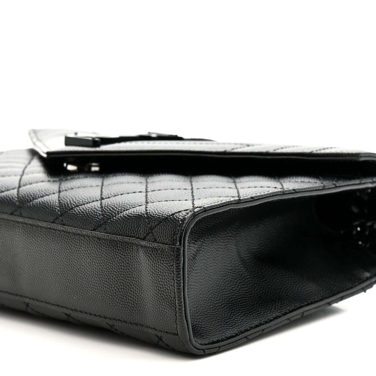 Grain De Poudre Textured Mixed Matelasse Triquilt Medium Monogram Monochrome Satchel Black