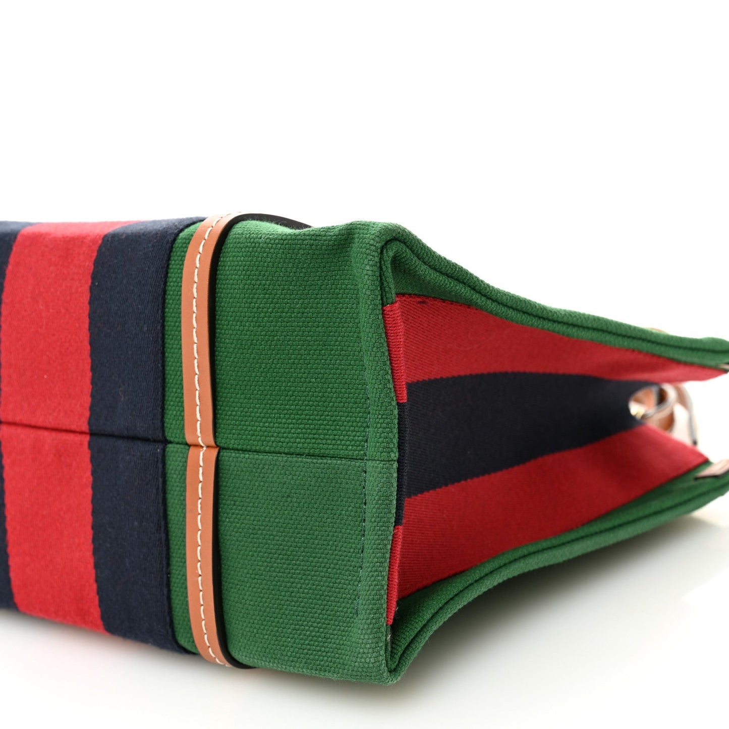 Canvas Calfskin Web Small Interlocking G Tote Bag Green Red