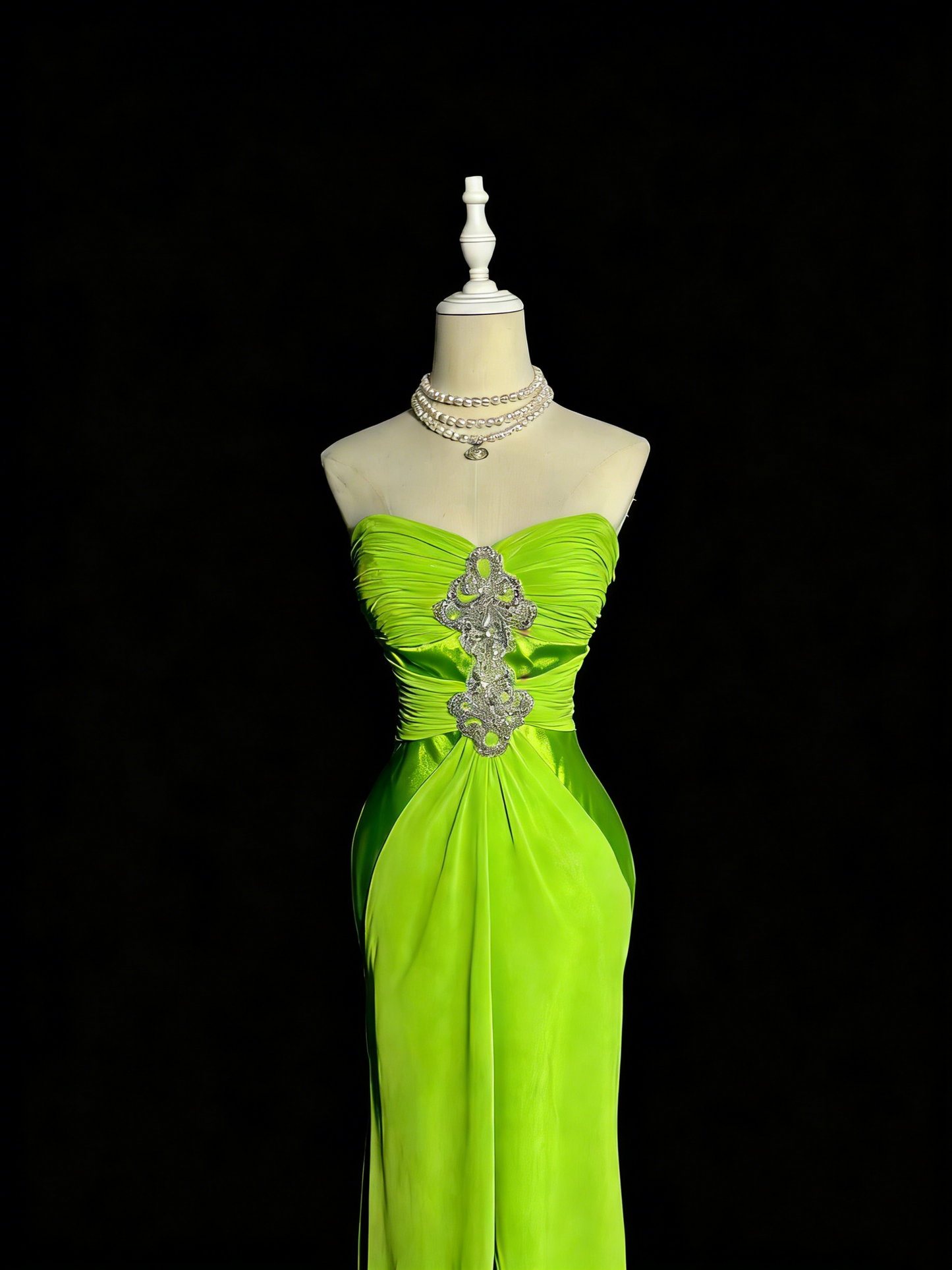 Charming Prom Dress Lime Green Sweetheart Pleated Formal Dress Evening Dresses Wedding Guest Dress D4664