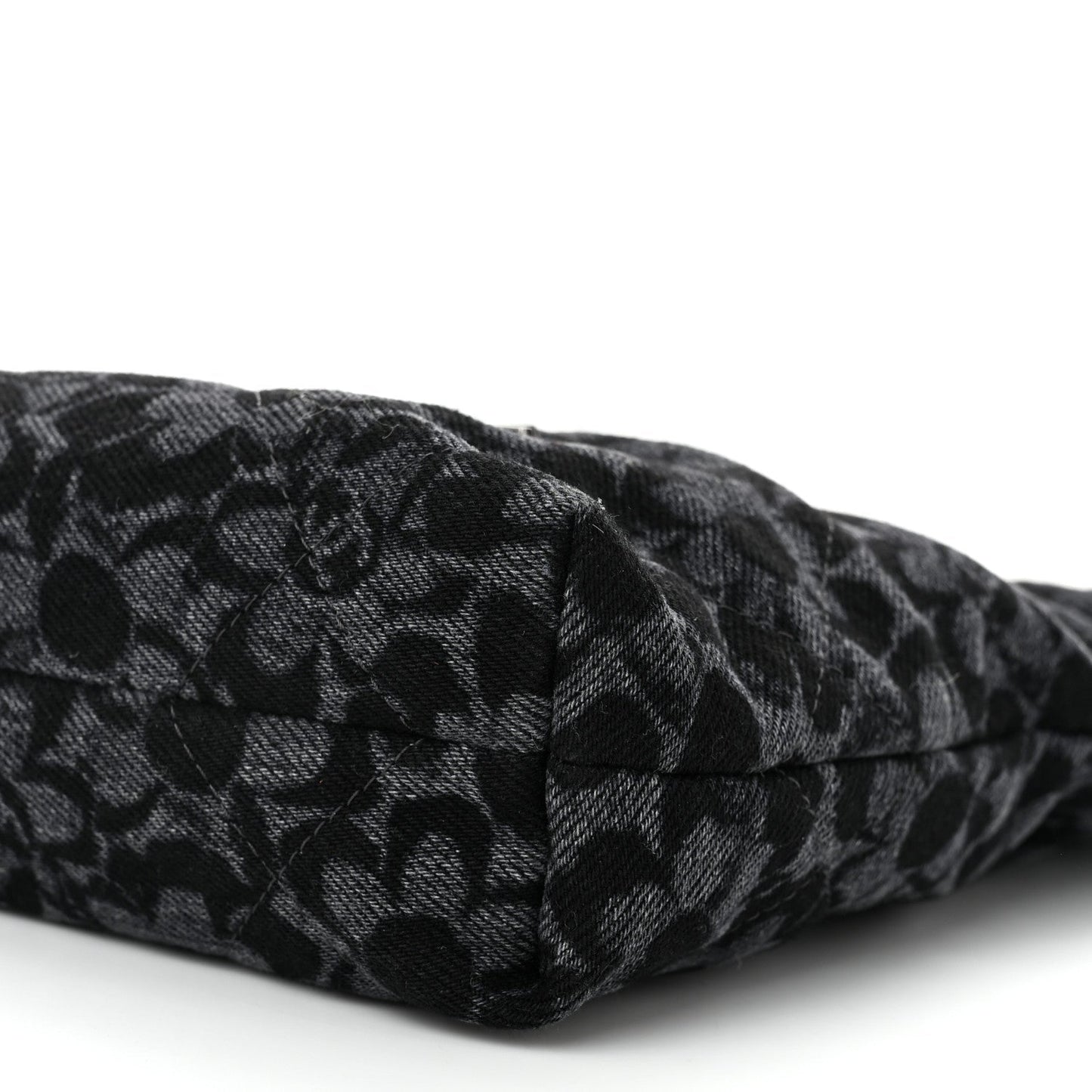 Denim Quilted Floral Print Mini Chanel 22 Black Grey