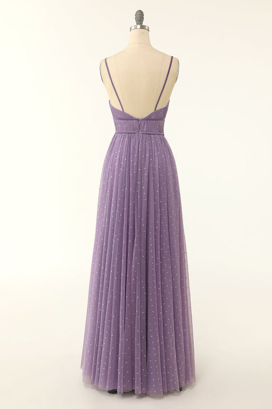 A Line Long Bridesmaid Dress with Ruffles M5692