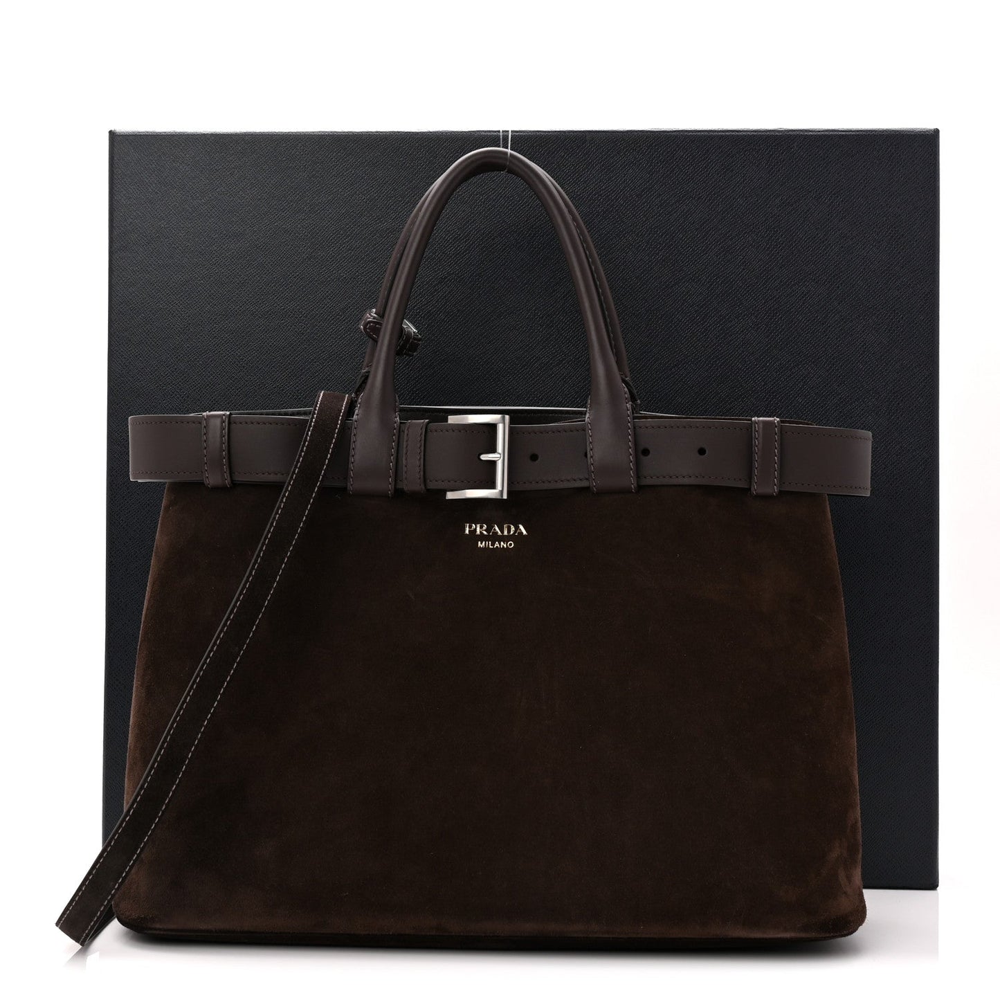Scamosciato Large Buckle Bag With Belt Ebano