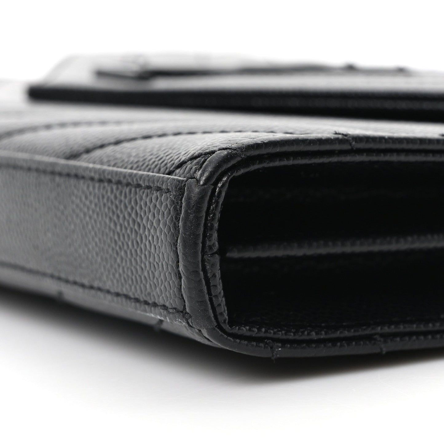 Grain De Poudre Matelasse Chevron Monogram Monochrome Chain Wallet Black