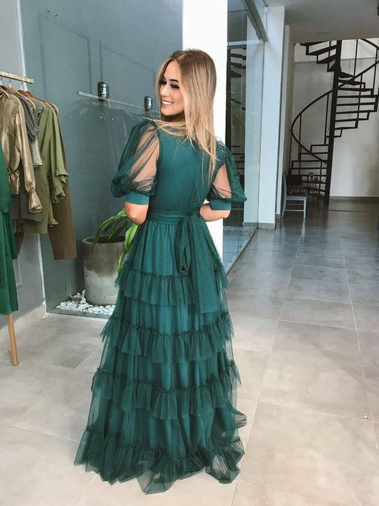 Green Long Party Gown Prom Dress