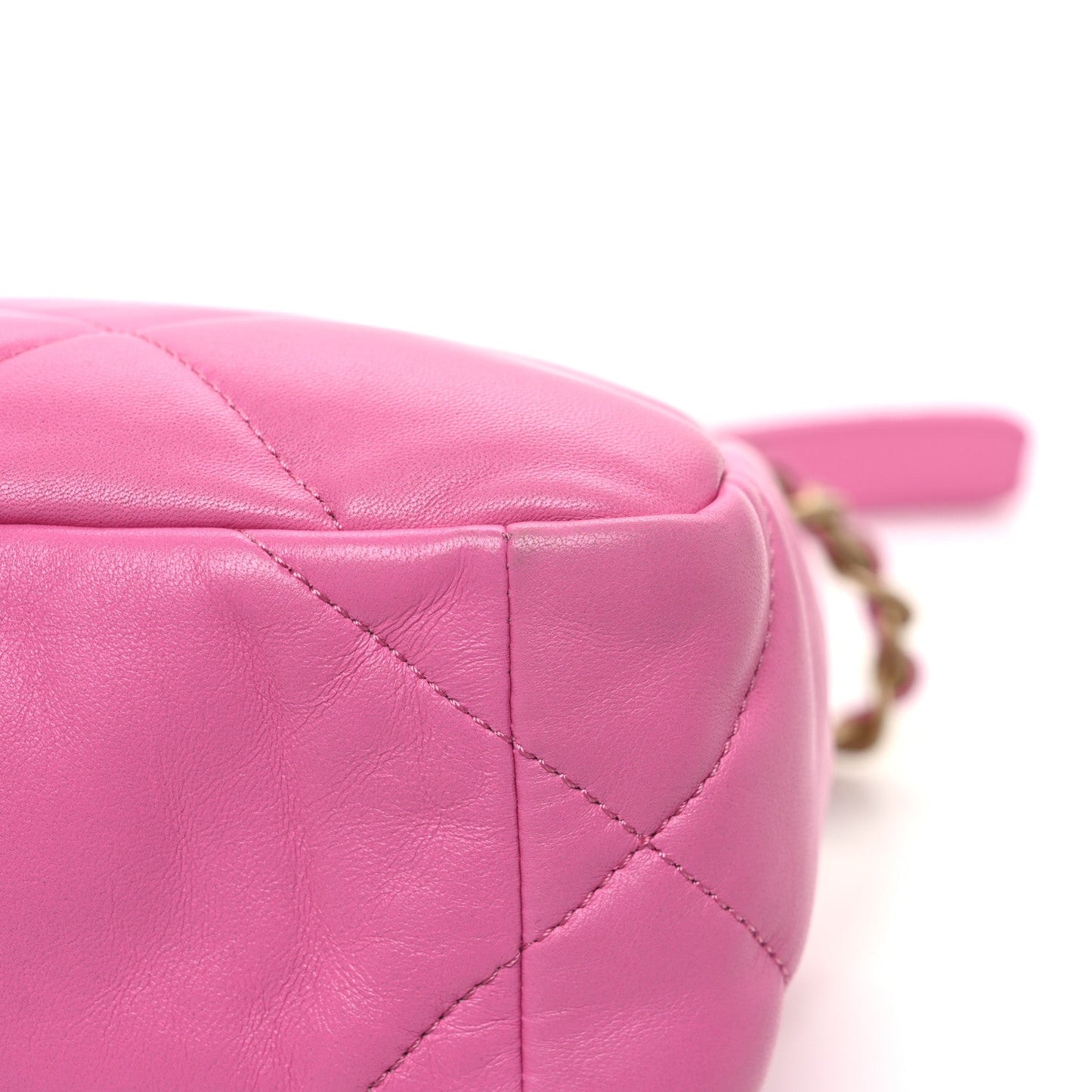 Shiny Lambskin Quilted Medium Chanel 19 Flap Neon Pink