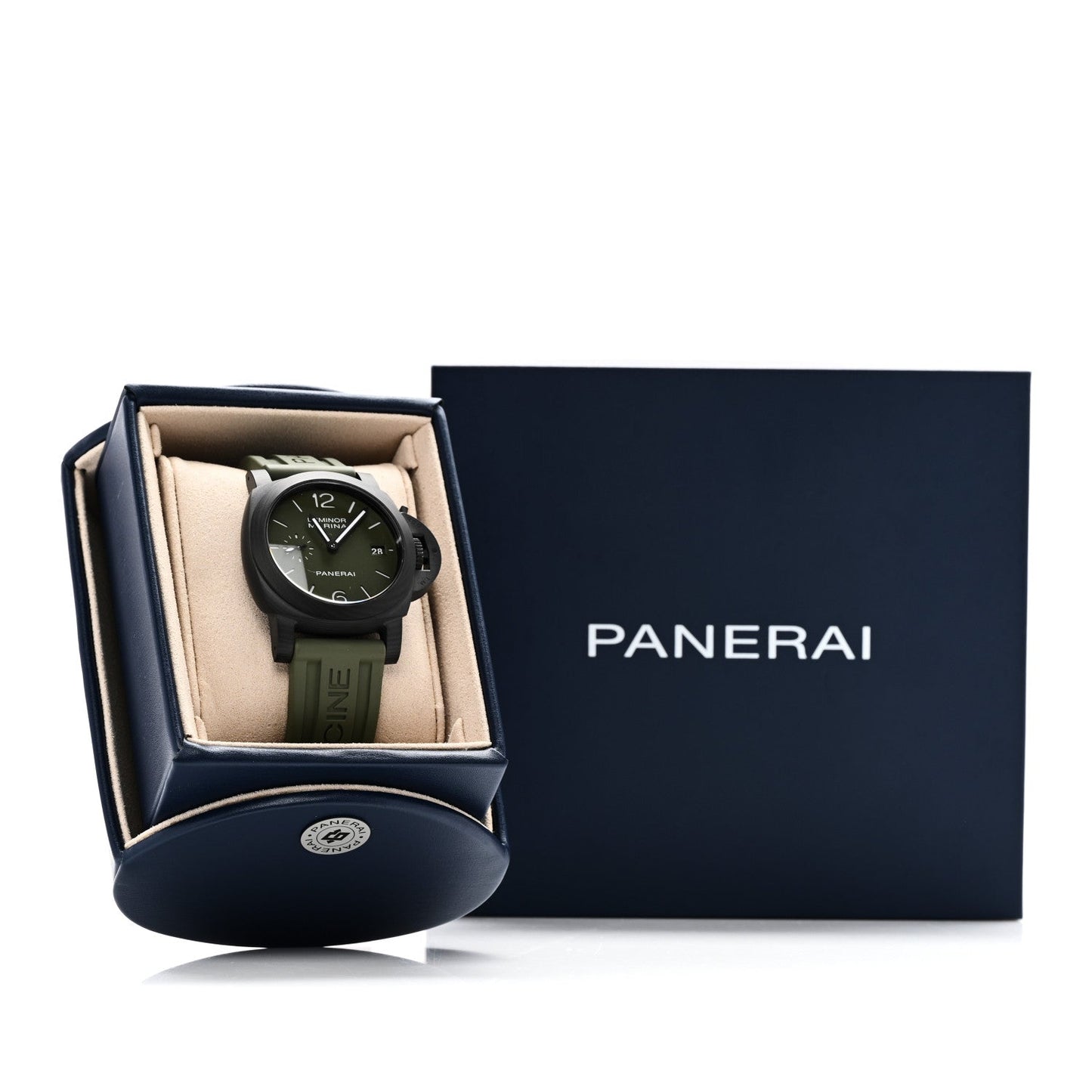 Carbon Rubber 40mm Luminor Quaranta Carbotech Automatic Watch Green PAM01526