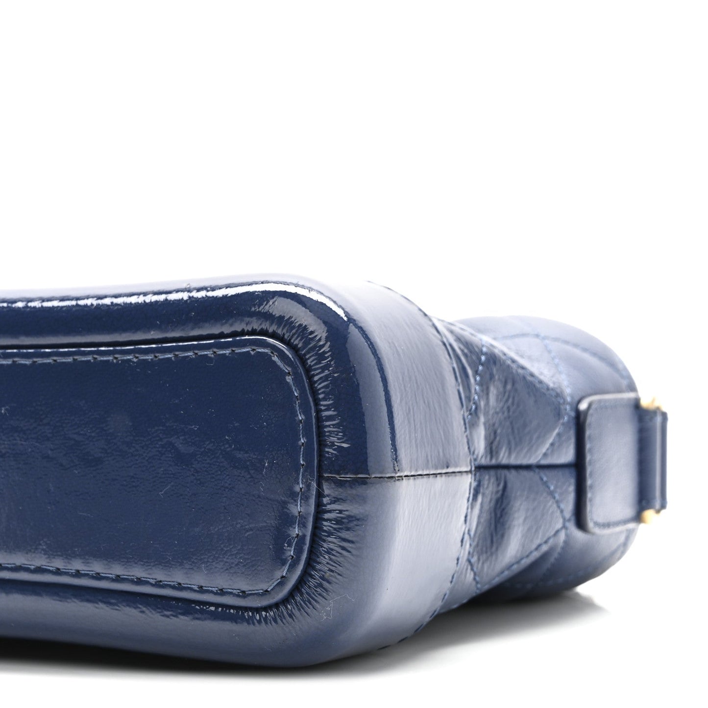 Patent Goatskin Quilted Small Gabrielle Hobo Blue
