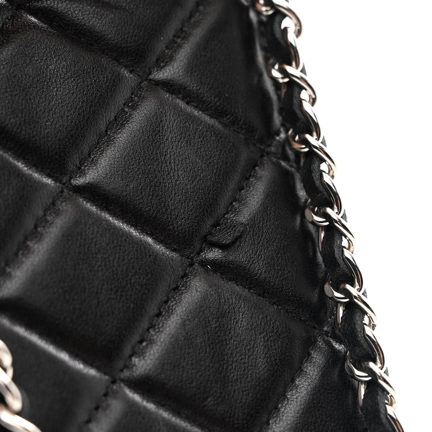 Lambskin Quilted Zip Phone Case Black