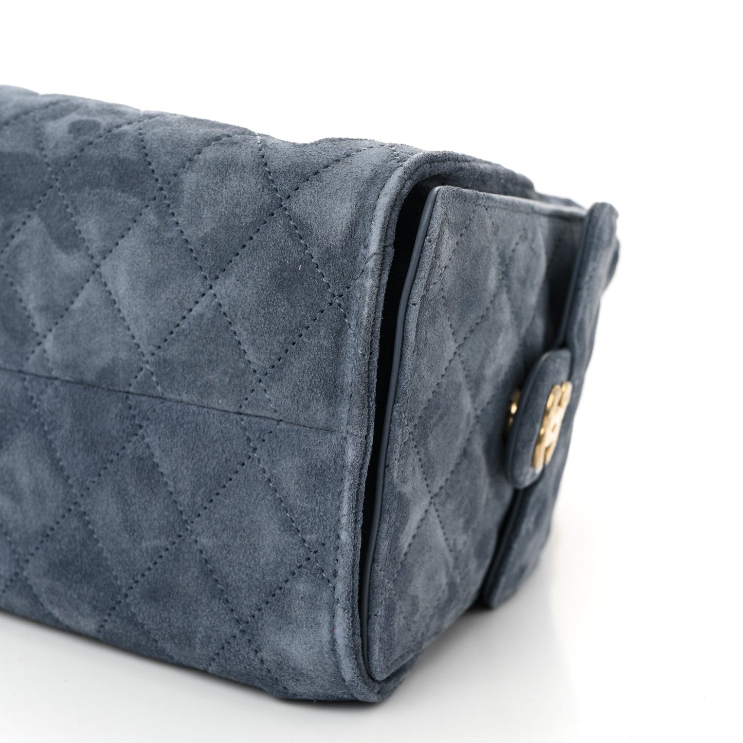 Suede Quilted Small Chanel 25 Handbag Blue