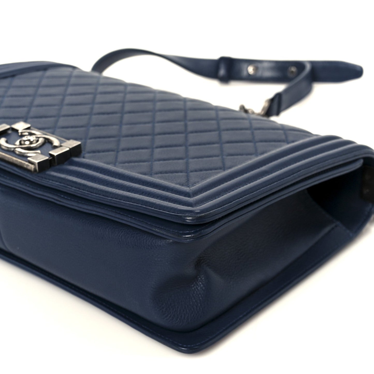 Calfskin Quilted New Medium Boy Flap Dark Blue