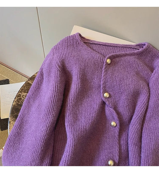 irregular sweater jacket for women winter new style elegant long-sleeved knitted cardigan S4916