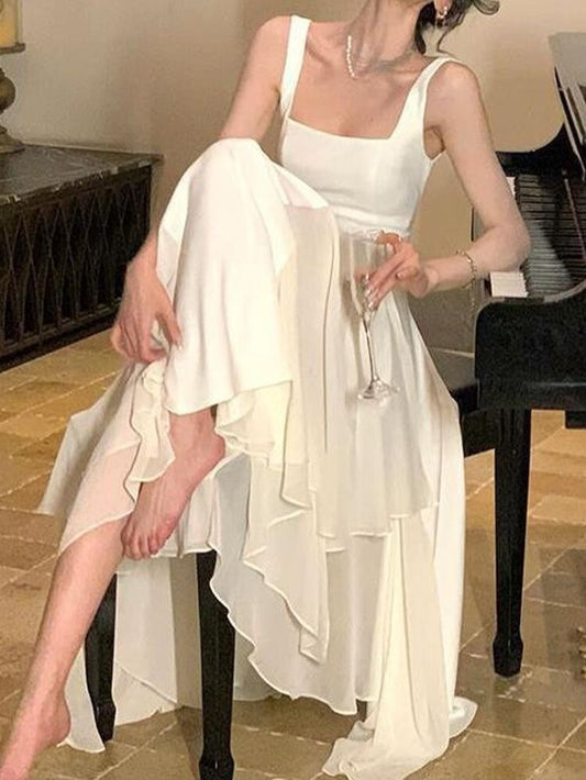 A Line Square Neck Prom Dress Elegant Evening Gown