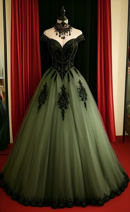 A line Tulle Prom Dress Chic Formal Gown Long Prom Dresses