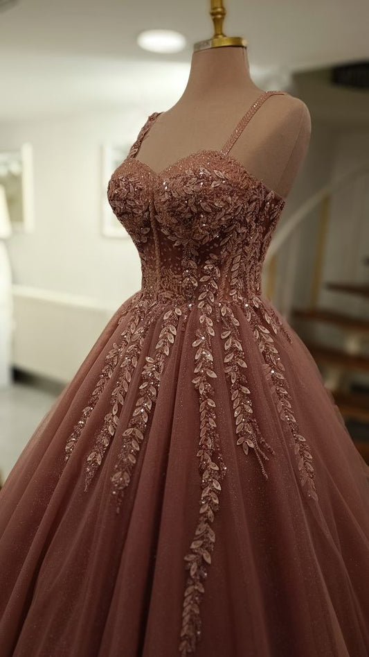 A line Straps Tulle Prom Dress Birthday Party Dress Formal Occasion Gowns