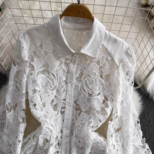 lace dress shirt dress for women S3902