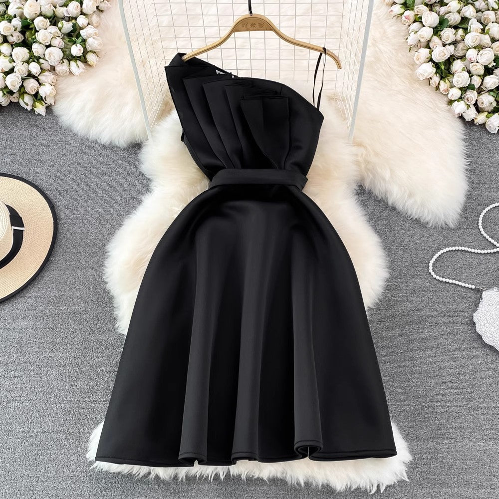 backless sleeveless A-line dress S4280