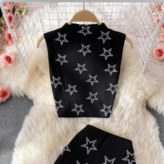 hot girl tight top two-piece suit slit skirt S3904