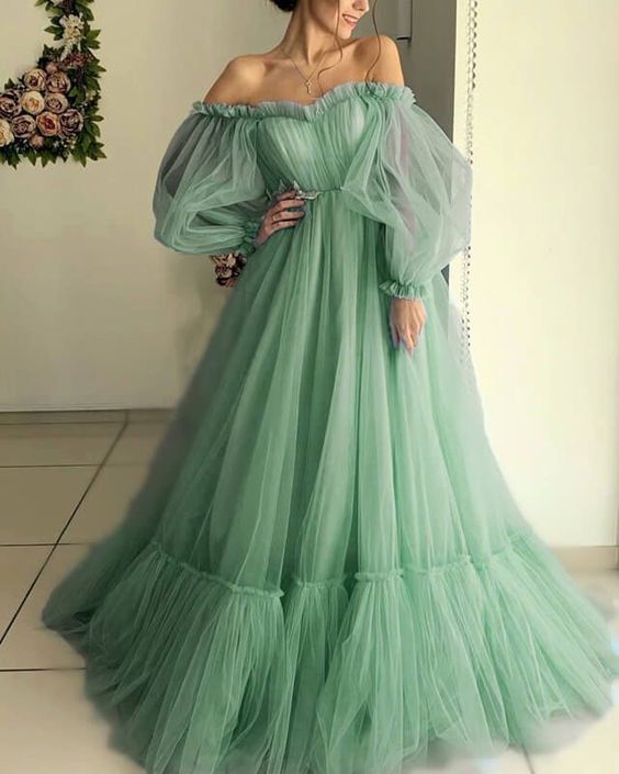 Green Long Prom Dress Evening Gown Party Dress