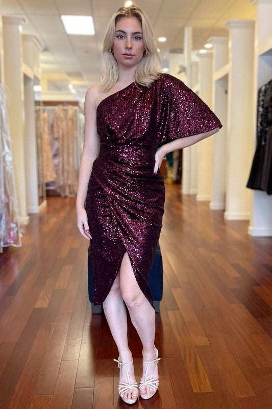 High-Low Sequins Cocktail Dress Prom Party S3155
