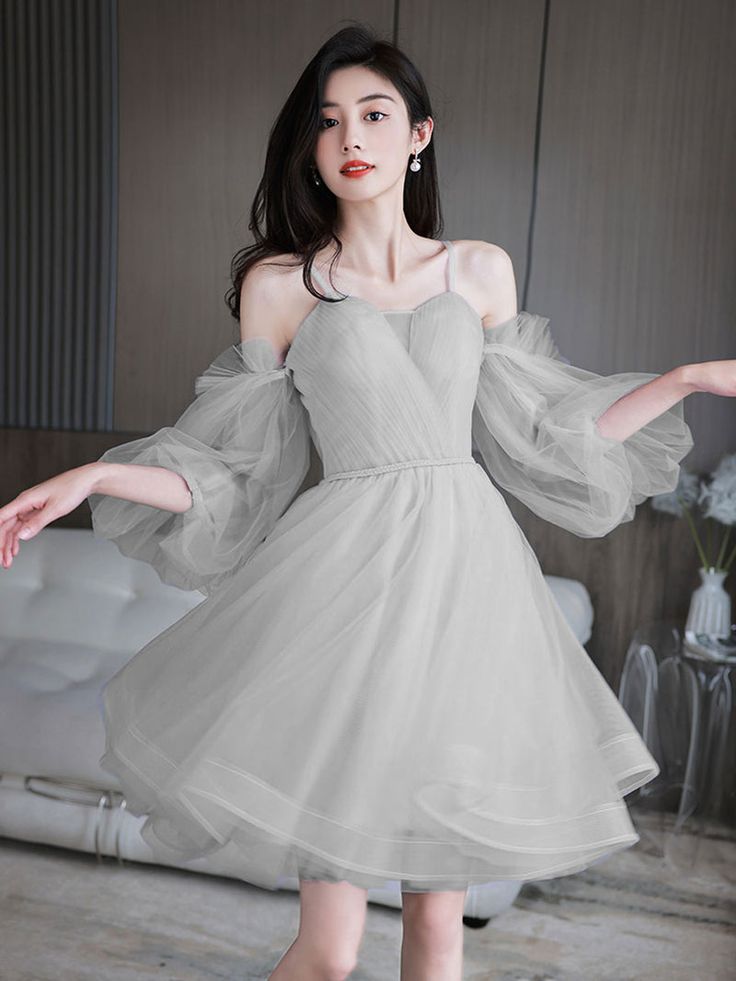 Cute Sweetheart Neck Tulle Short Prom Dress, Cute Puffy Homecoming Dress S3117