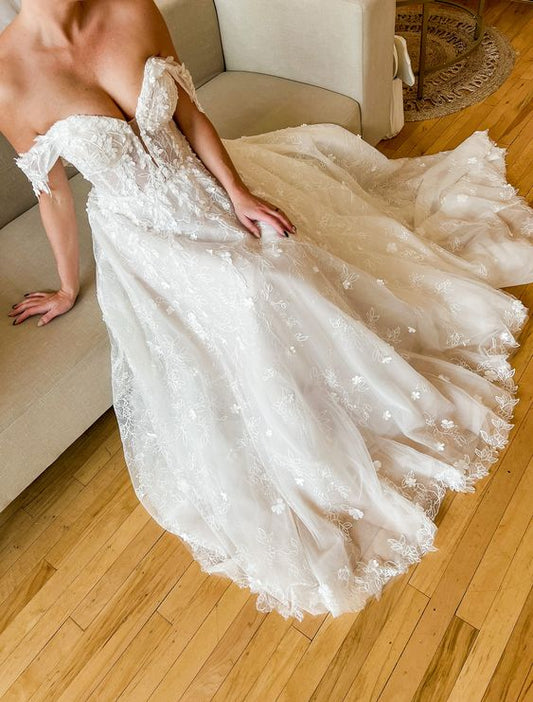 A Line Off the shoulder Gown Dress Long Prom Dress Evening Dress