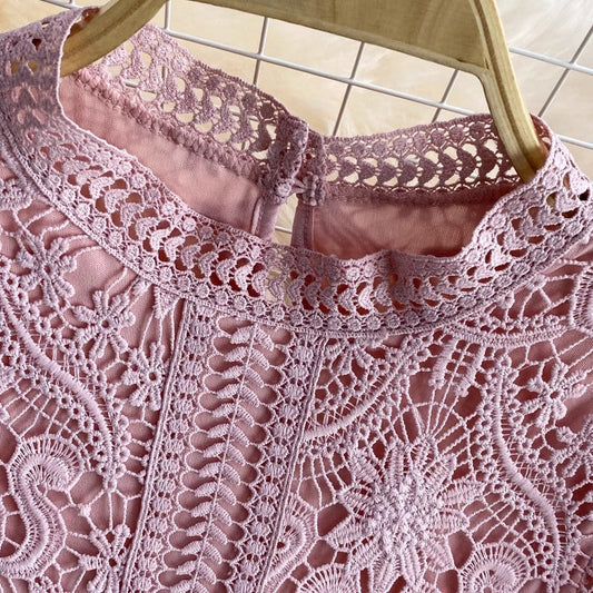 Lace Shirt Bell Sleeve Long Sleeve Top for Women S3915