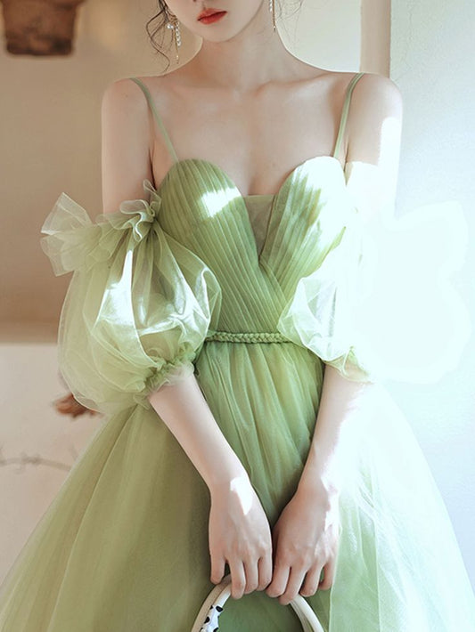 Green Short Prom Dress, Green Puffy Tulle Homecoming Dresses S3219
